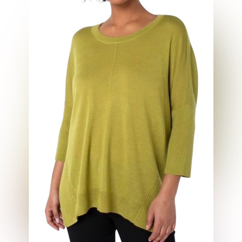 Liverpool Los Angeles Chartreuse Knit Sweater Tunic Wool Blend Size S